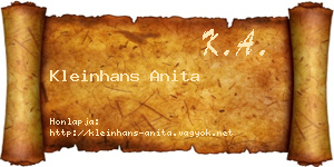 Kleinhans Anita névjegykártya
